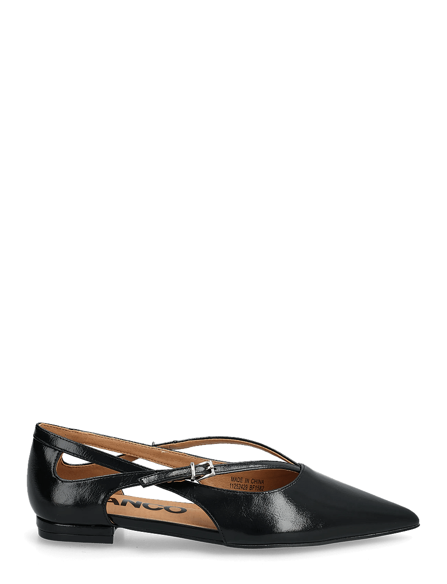 Bianco - BIABARI Cut Out Pointy Flat Faux Leather - flache sandalen - black - 1
