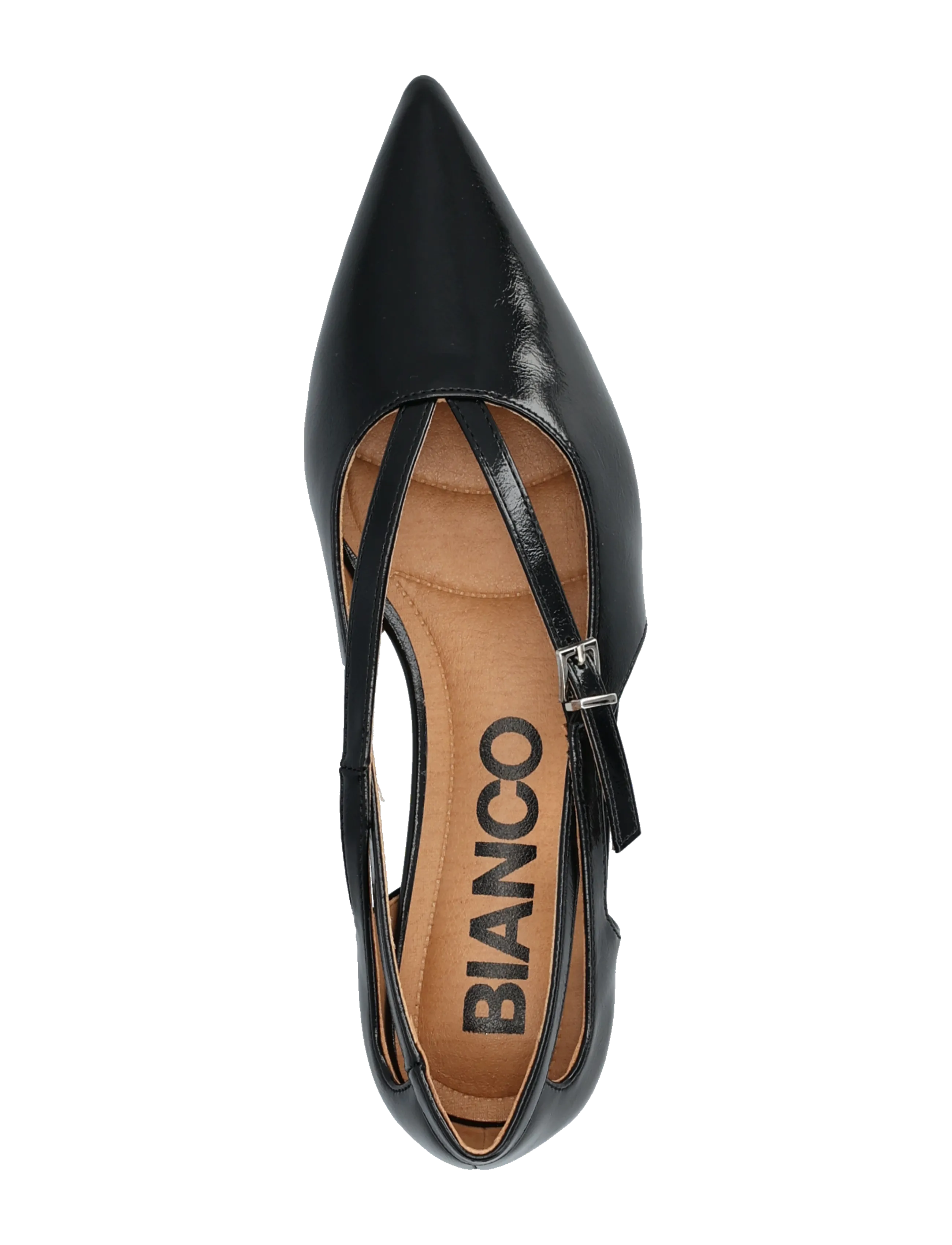 Bianco - BIABARI Cut Out Pointy Flat Faux Leather - flat sandals - black - 3