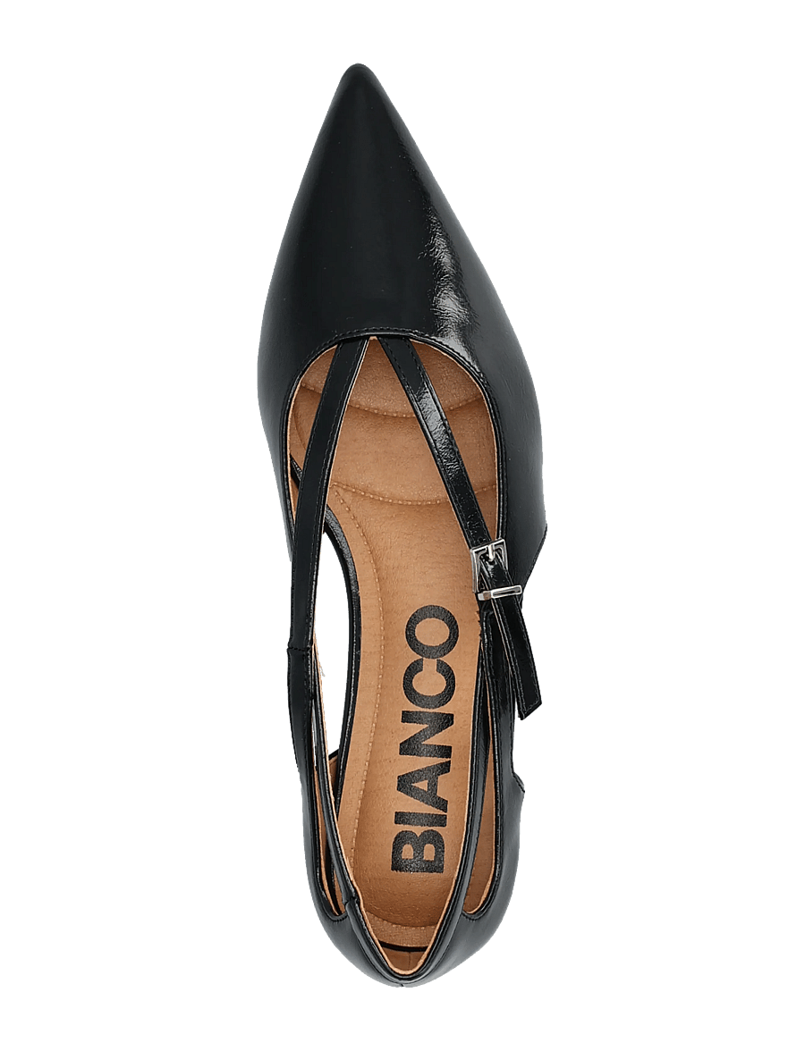 Bianco - BIABARI Cut Out Pointy Flat Faux Leather - flache sandalen - black - 3