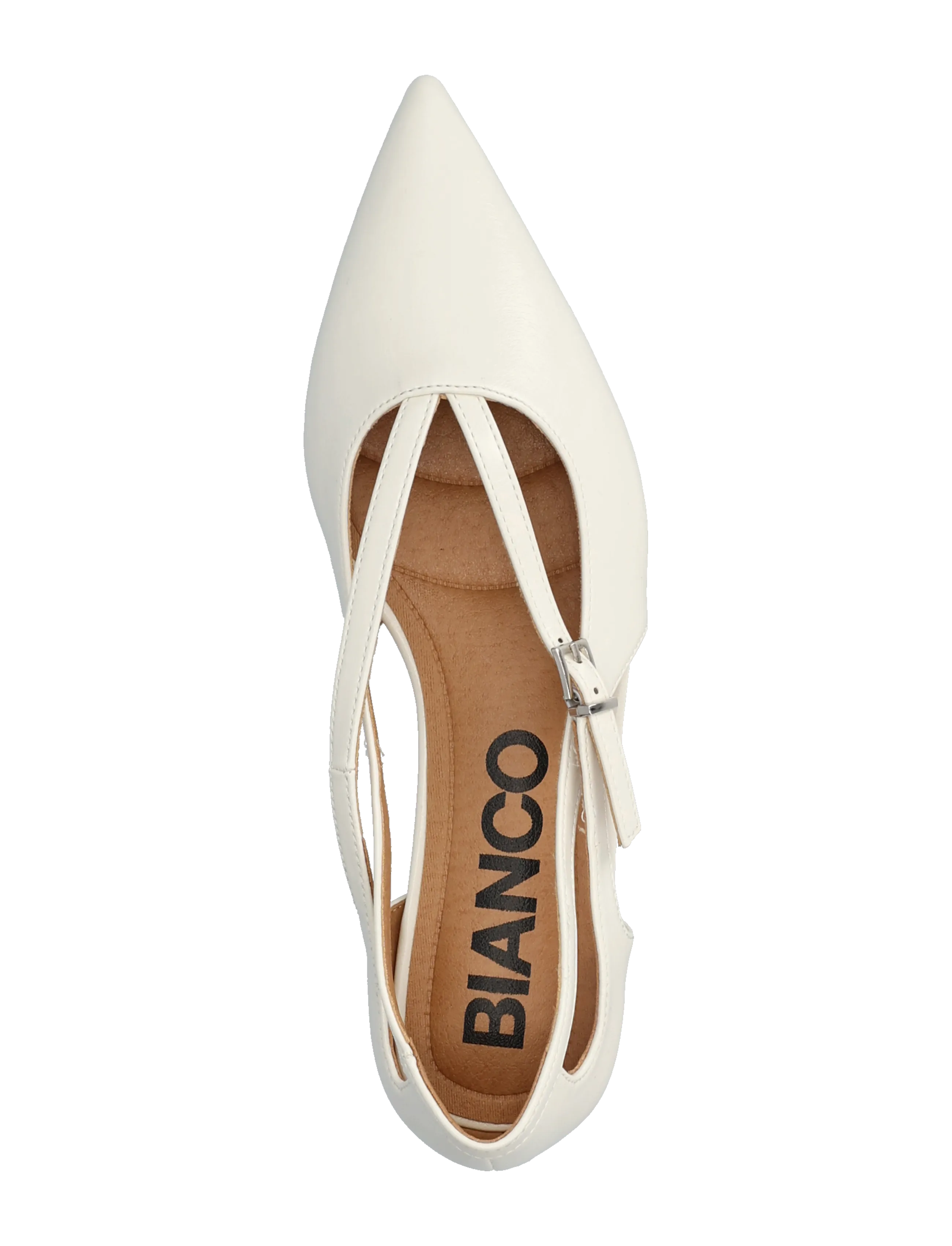 Bianco - BIABARI Cut Out Pointy Flat Faux Leather - flade sandaler - off white - 3
