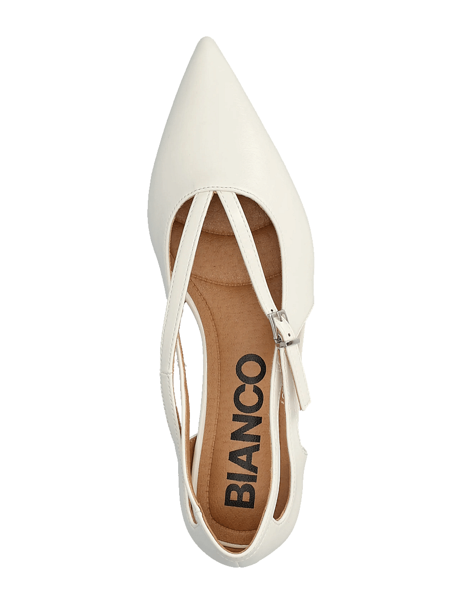 Bianco - BIABARI Cut Out Pointy Flat Faux Leather - flache sandalen - off white - 3