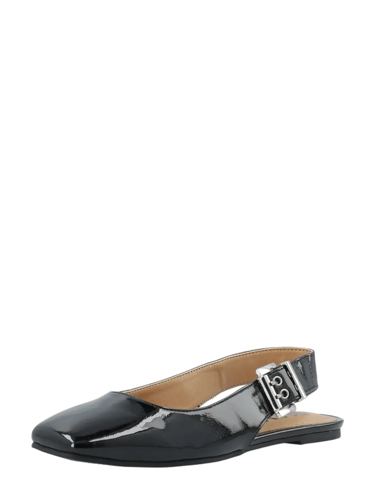 Bianco Biarose Karré Flat Buckle Slingback Faux Leather, 36, Slingbacks, Schwarz - Frauen