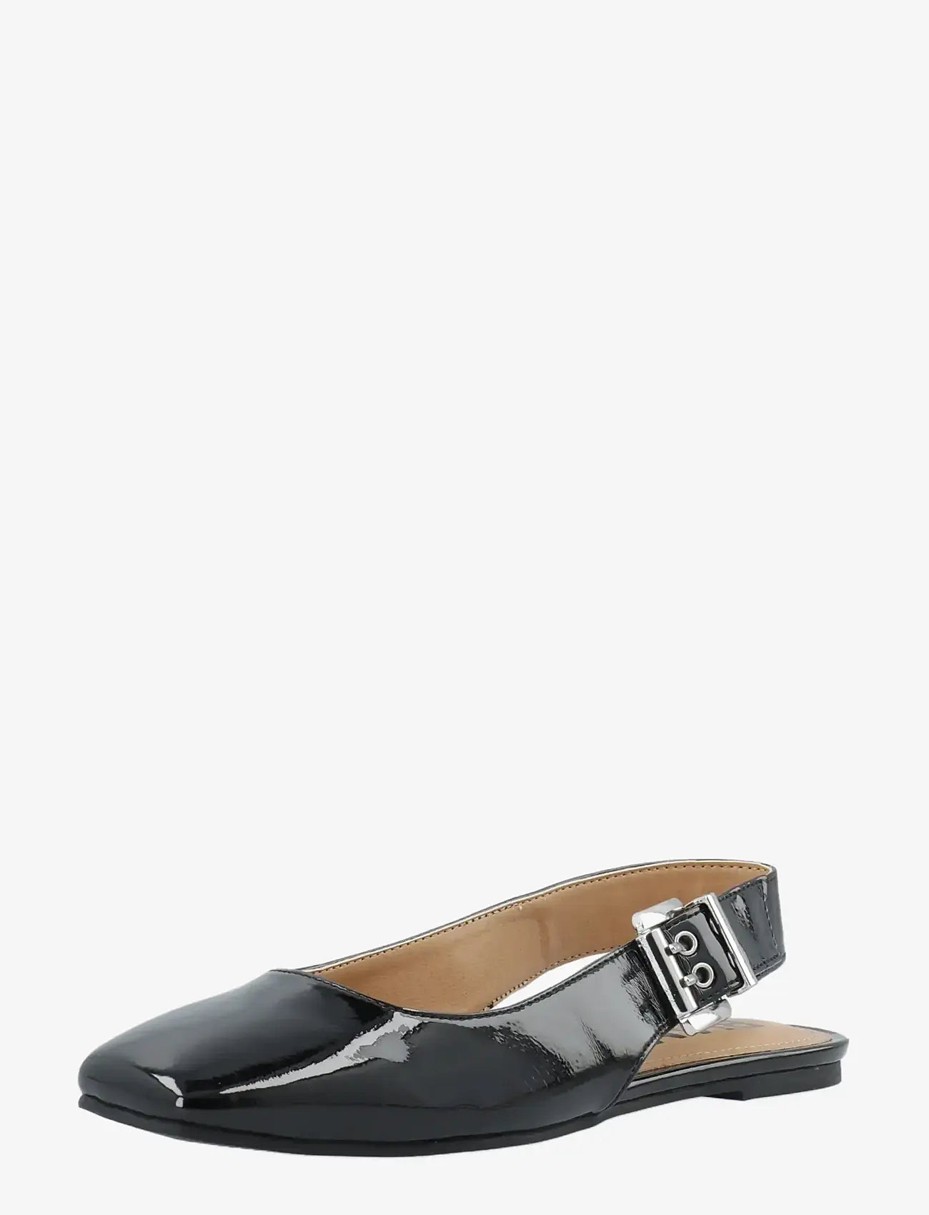 Bianco - BIAROSE Karré Flat Buckle Slingback Faux Leather - ypatingos progos - black patent - 0