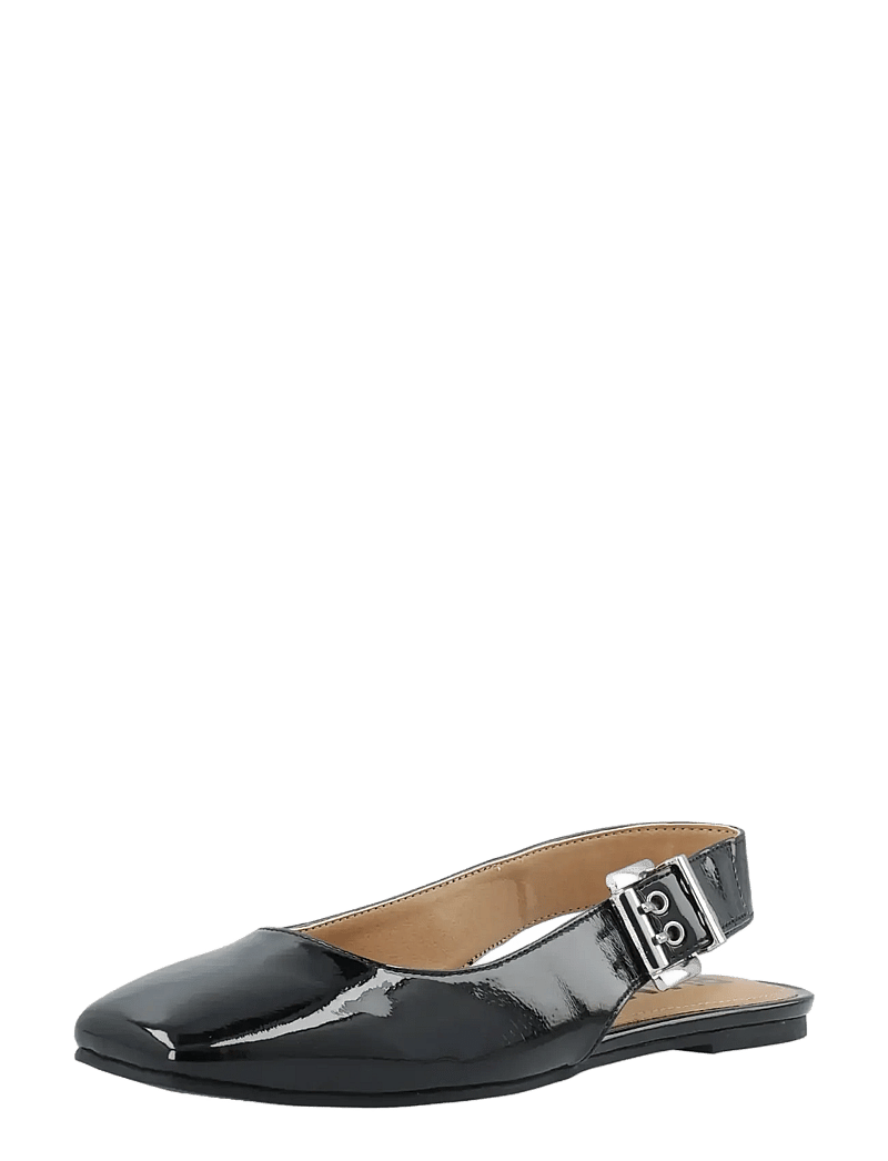 Bianco - BIAROSE Karré Flat Buckle Slingback Faux Leather - ypatingos progos - black patent - 0