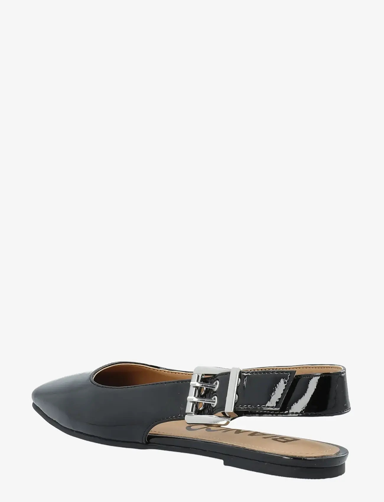 Bianco - BIAROSE Karré Flat Buckle Slingback Faux Leather - ypatingos progos - black patent - 2