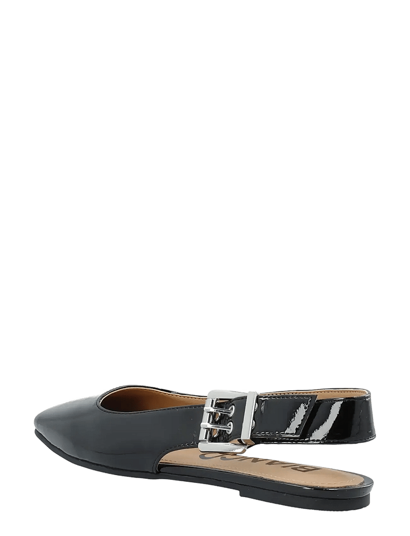Bianco - BIAROSE Karré Flat Buckle Slingback Faux Leather - ypatingos progos - black patent - 2