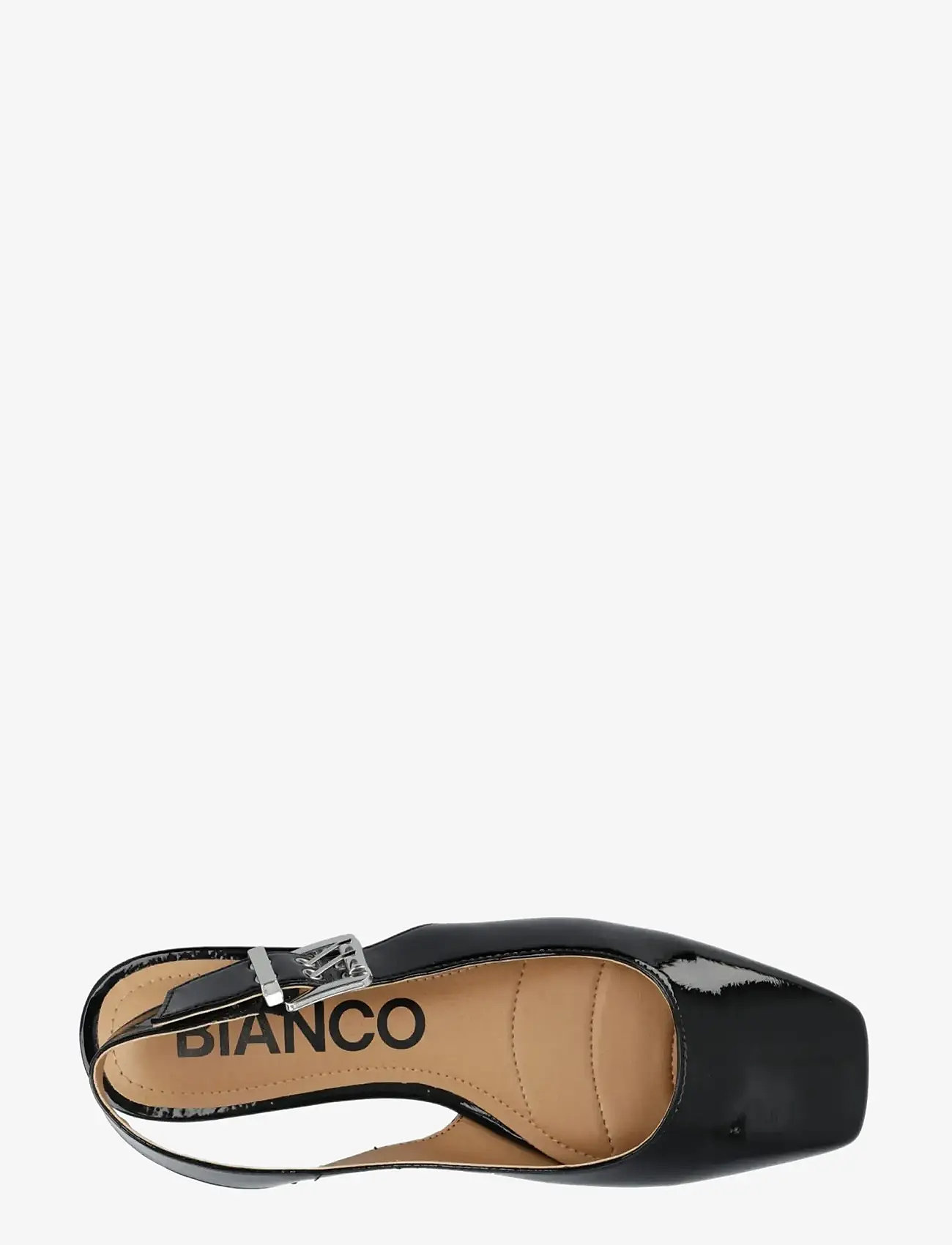 Bianco - BIAROSE Karré Flat Buckle Slingback Faux Leather - ypatingos progos - black patent - 4