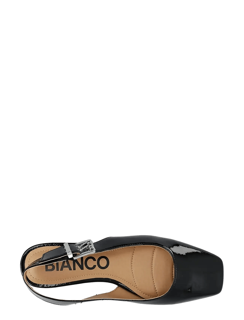 Bianco - BIAROSE Karré Flat Buckle Slingback Faux Leather - ypatingos progos - black patent - 4