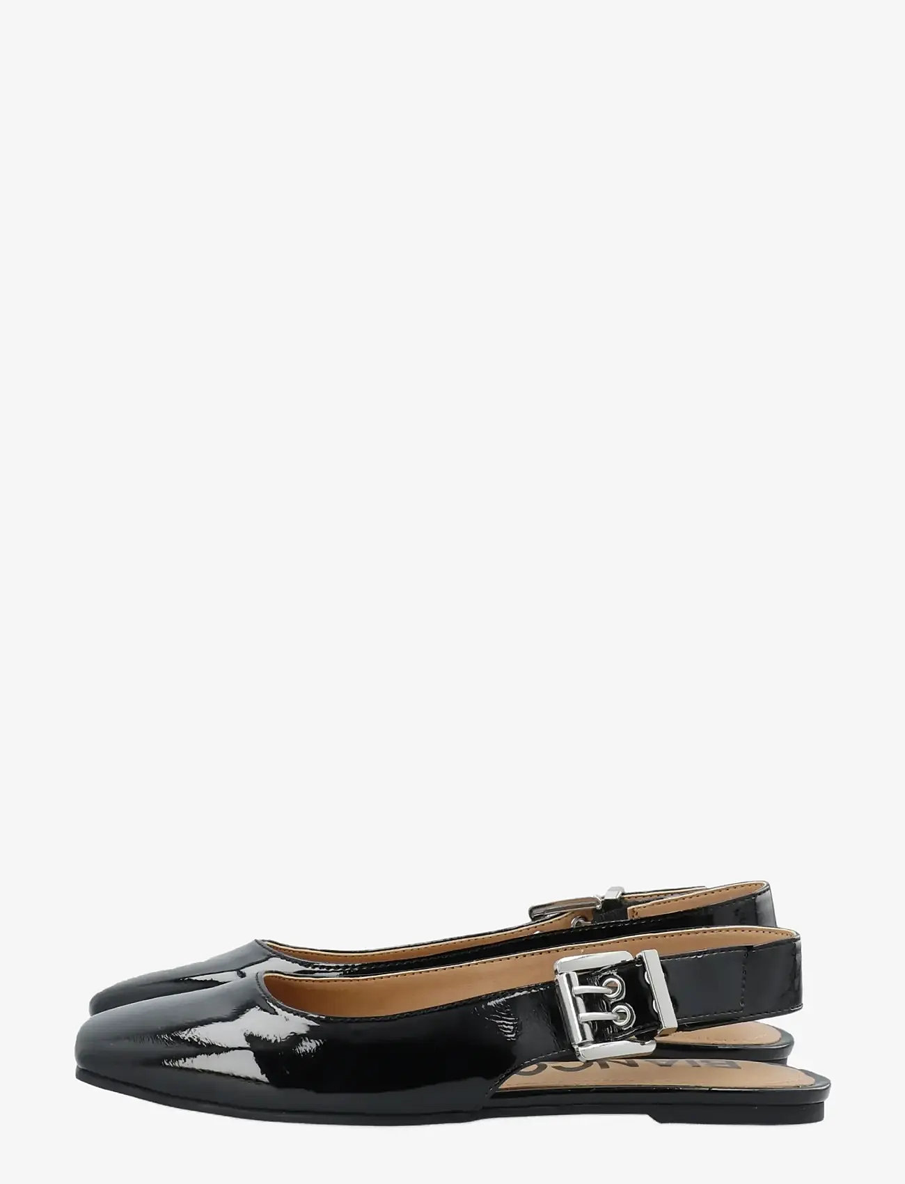 Bianco - BIAROSE Karré Flat Buckle Slingback Faux Leather - ypatingos progos - black patent - 5
