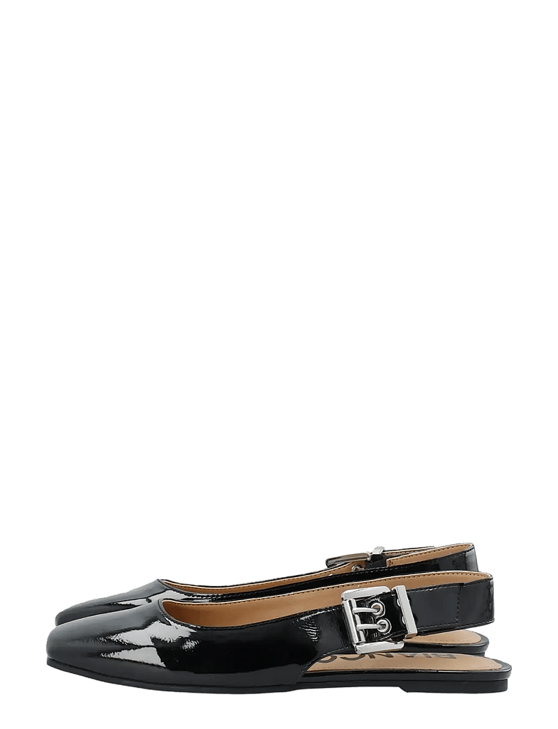 Bianco - BIAROSE Karré Flat Buckle Slingback Faux Leather - ypatingos progos - black patent - 5