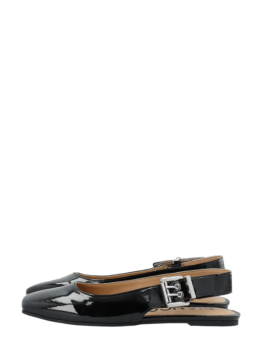 Bianco - BIAROSE Karré Flat Buckle Slingback Faux Leather - special occasions - black patent - 5