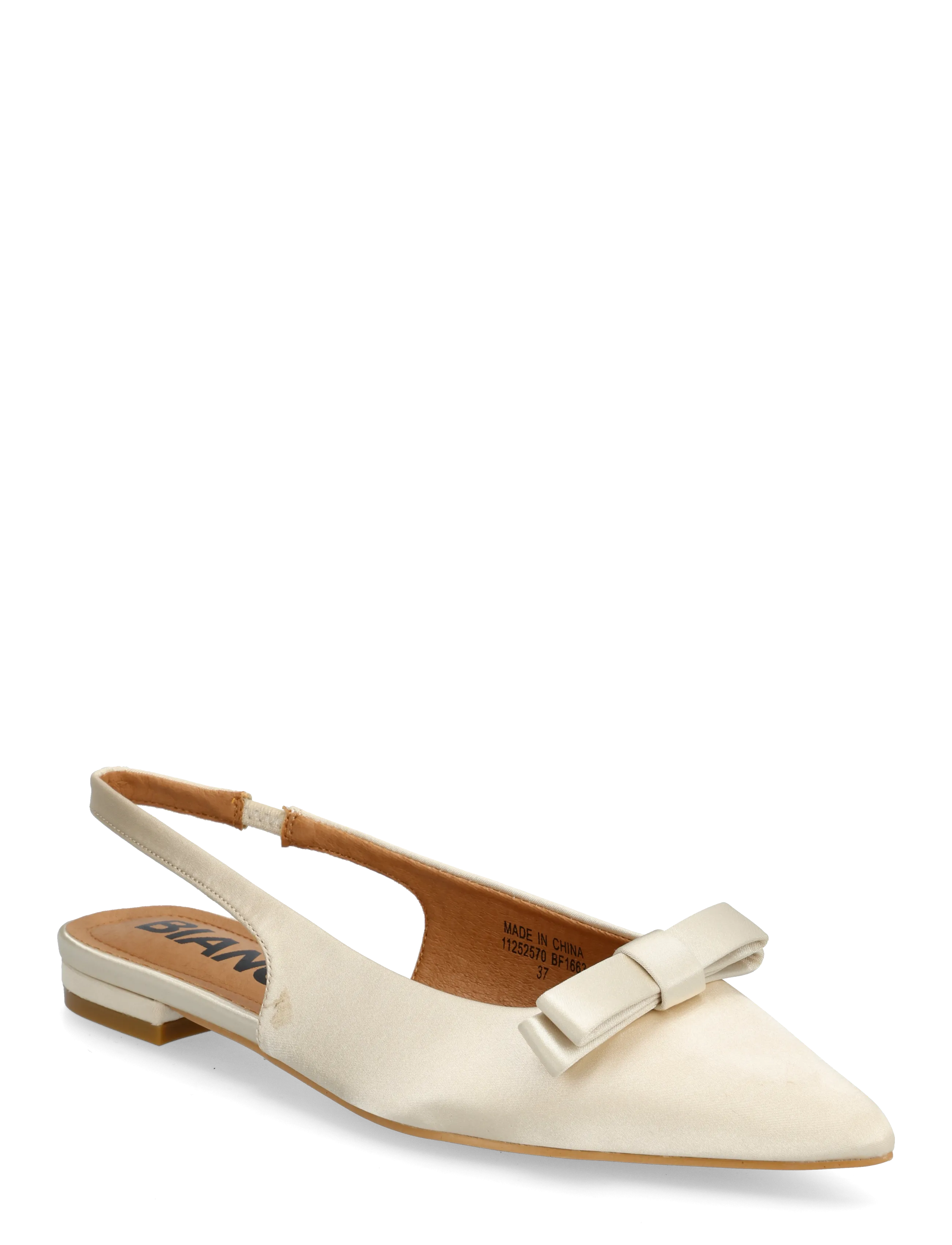 Bianco BIABARI Pointy Flat Bow Slingback Satin - Brudesko - OFF WHITE / cream