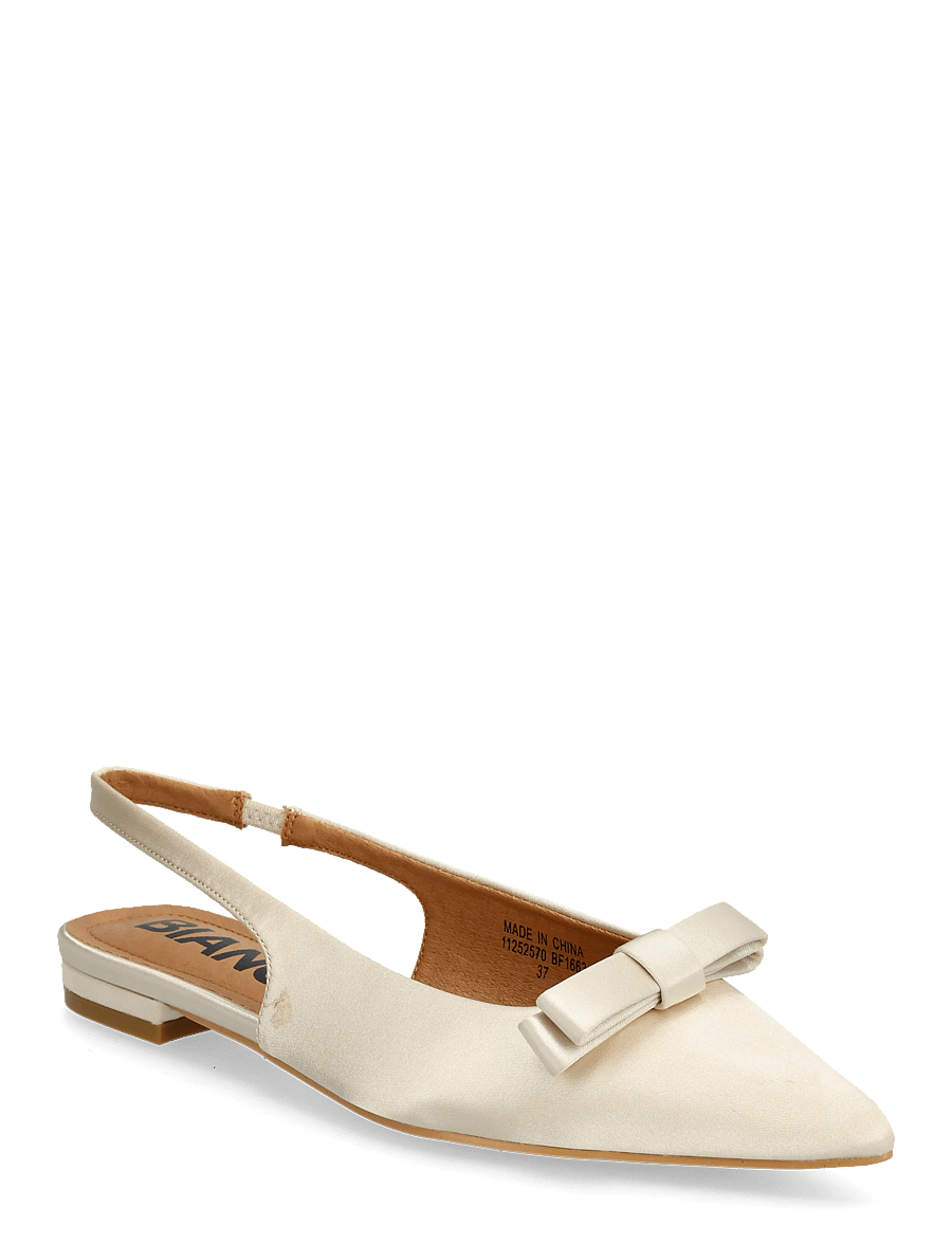Bianco - BIABARI Pointy Flat Bow Slingback Satin - besondere anlässe - off white - 0