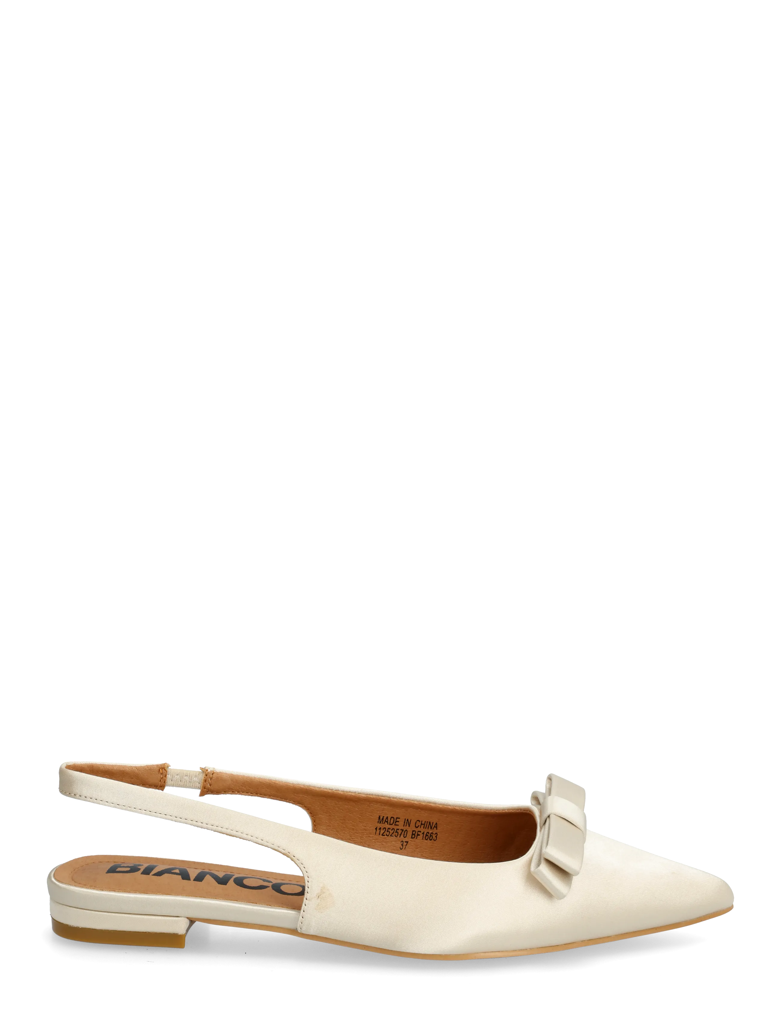 Bianco - BIABARI Pointy Flat Bow Slingback Satin - flat slingbacks - off white - 1