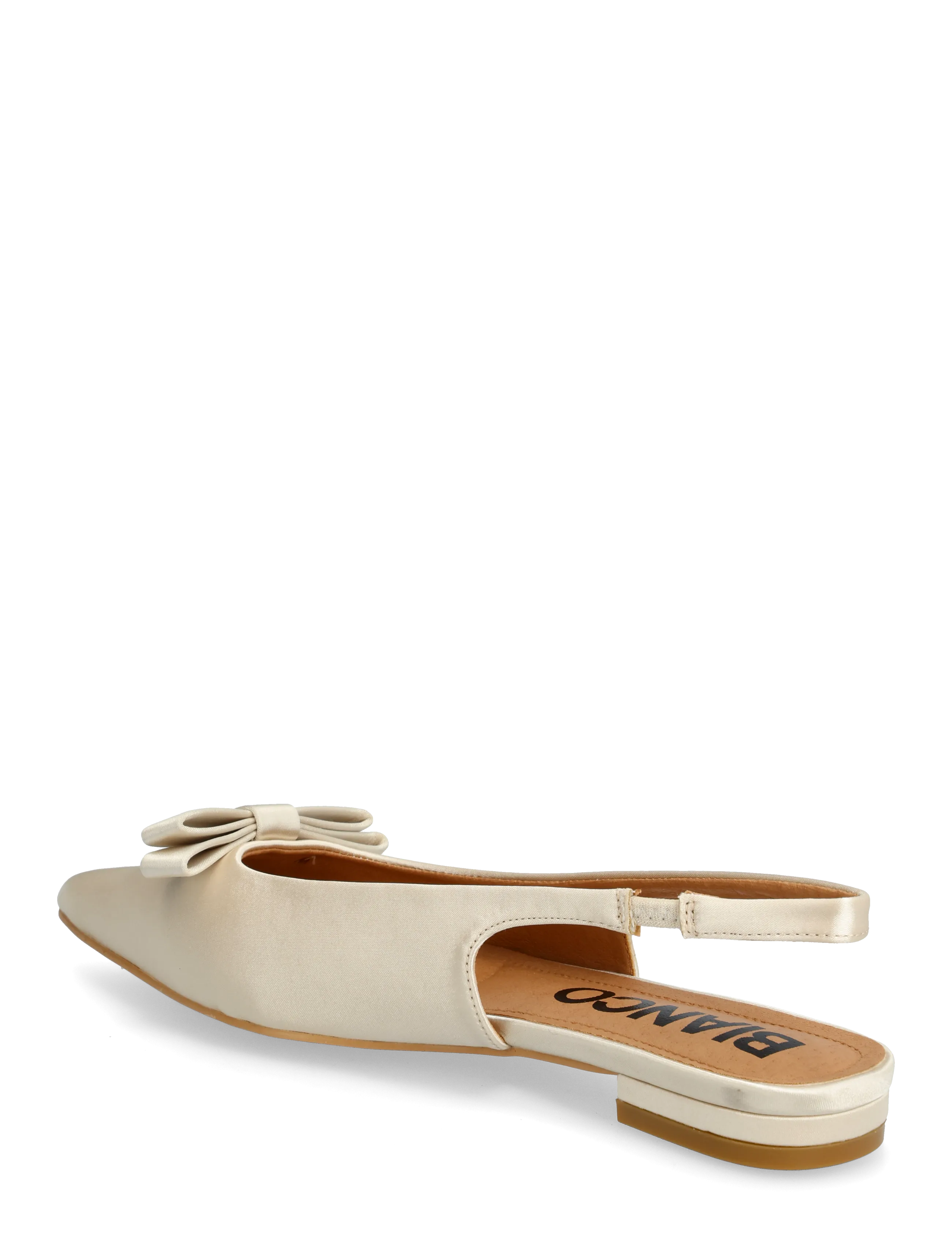 Bianco - BIABARI Pointy Flat Bow Slingback Satin - flat slingbacks - off white - 2