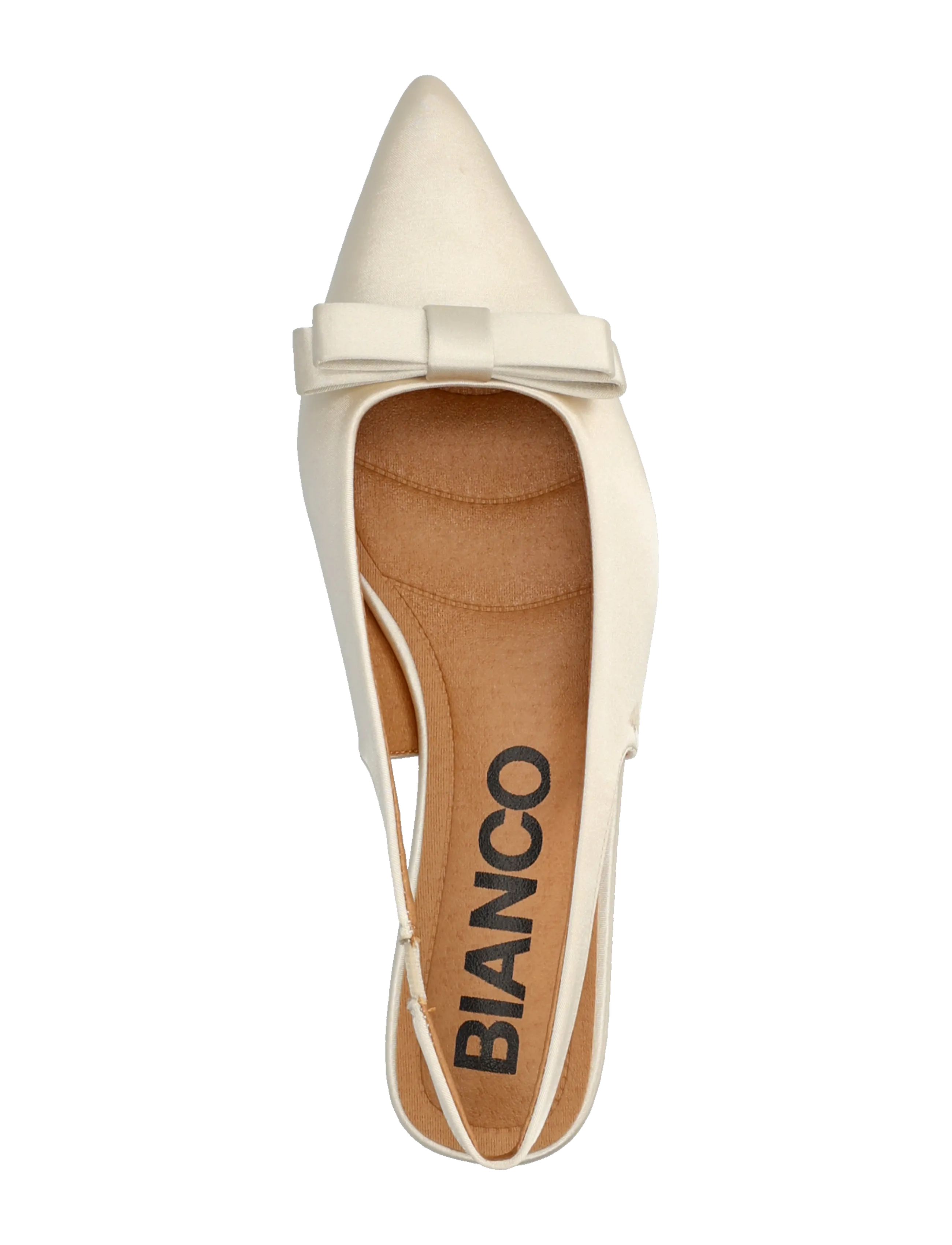 Bianco - BIABARI Pointy Flat Bow Slingback Satin - flat slingbacks - off white - 3
