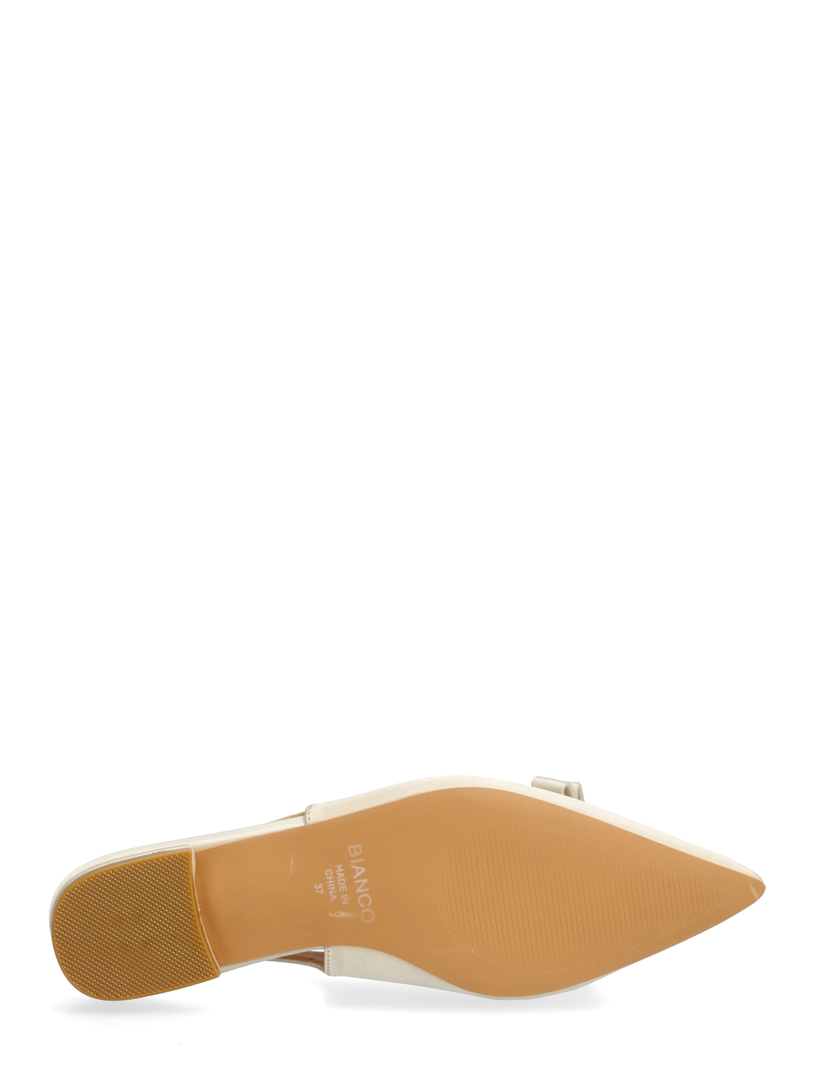 Bianco - BIABARI Pointy Flat Bow Slingback Satin - flat slingbacks - off white - 4