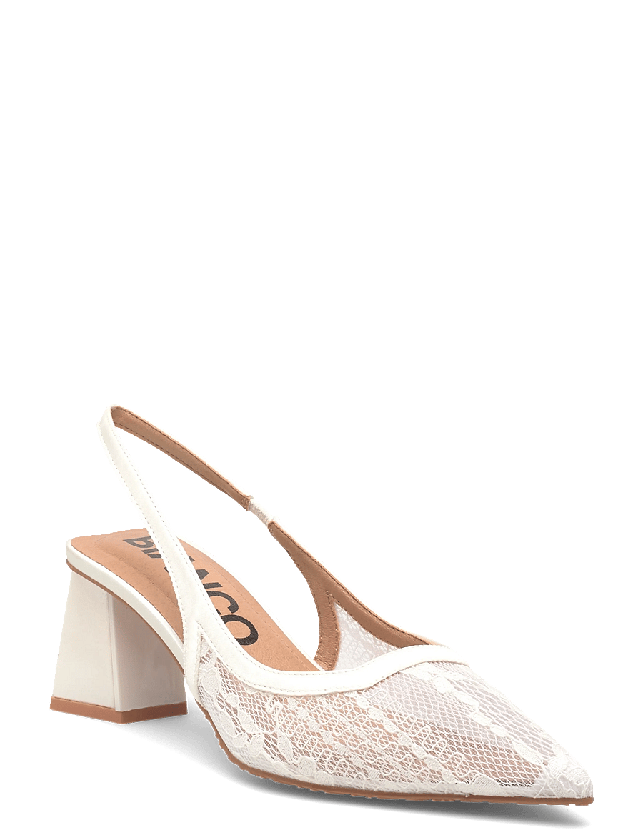 Bianco - BIAMARALYN Slingback Mesh - konfirmation - white lace - 0