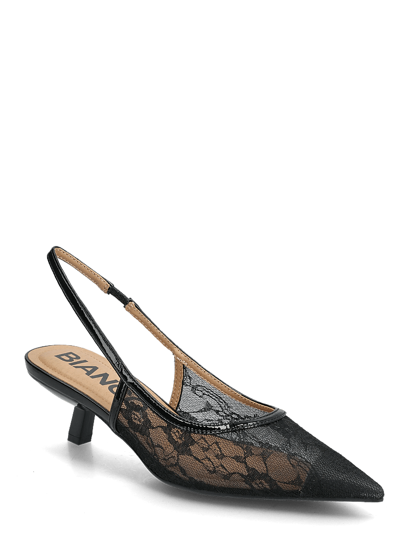Bianco - BIAKRISTIN Kitten Heel Slingback Mesh - slingbacks mit absatz - black lace - 0