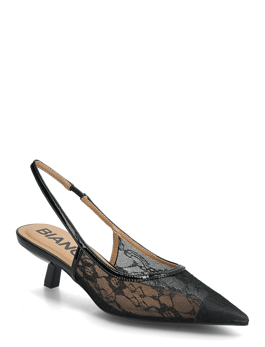 Bianco - BIAKRISTIN Kitten Heel Slingback Mesh - rippijuhlat - black lace - 0