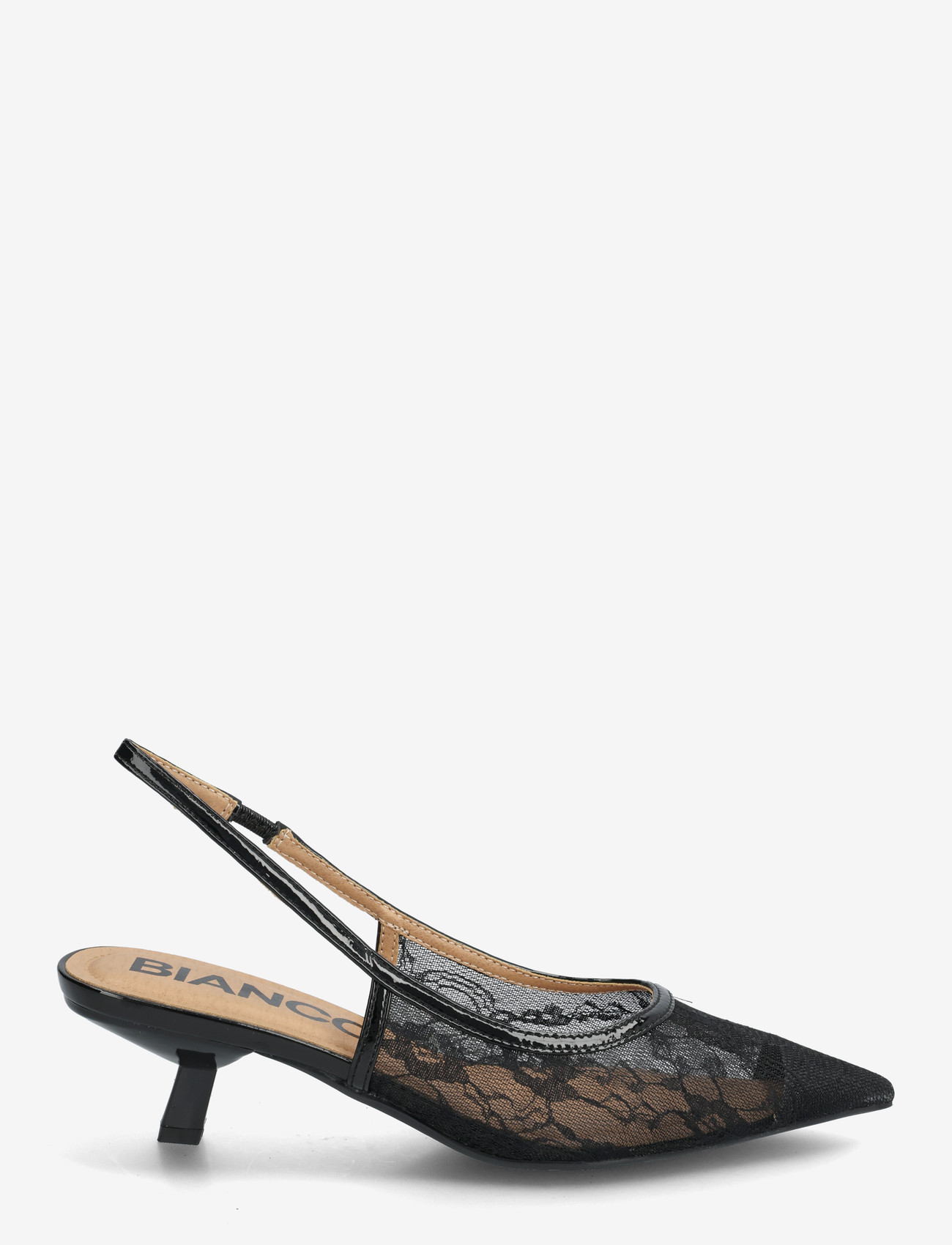 Bianco - BIAKRISTIN Kitten Heel Slingback Mesh - högklackade slingbacks - black lace - 1