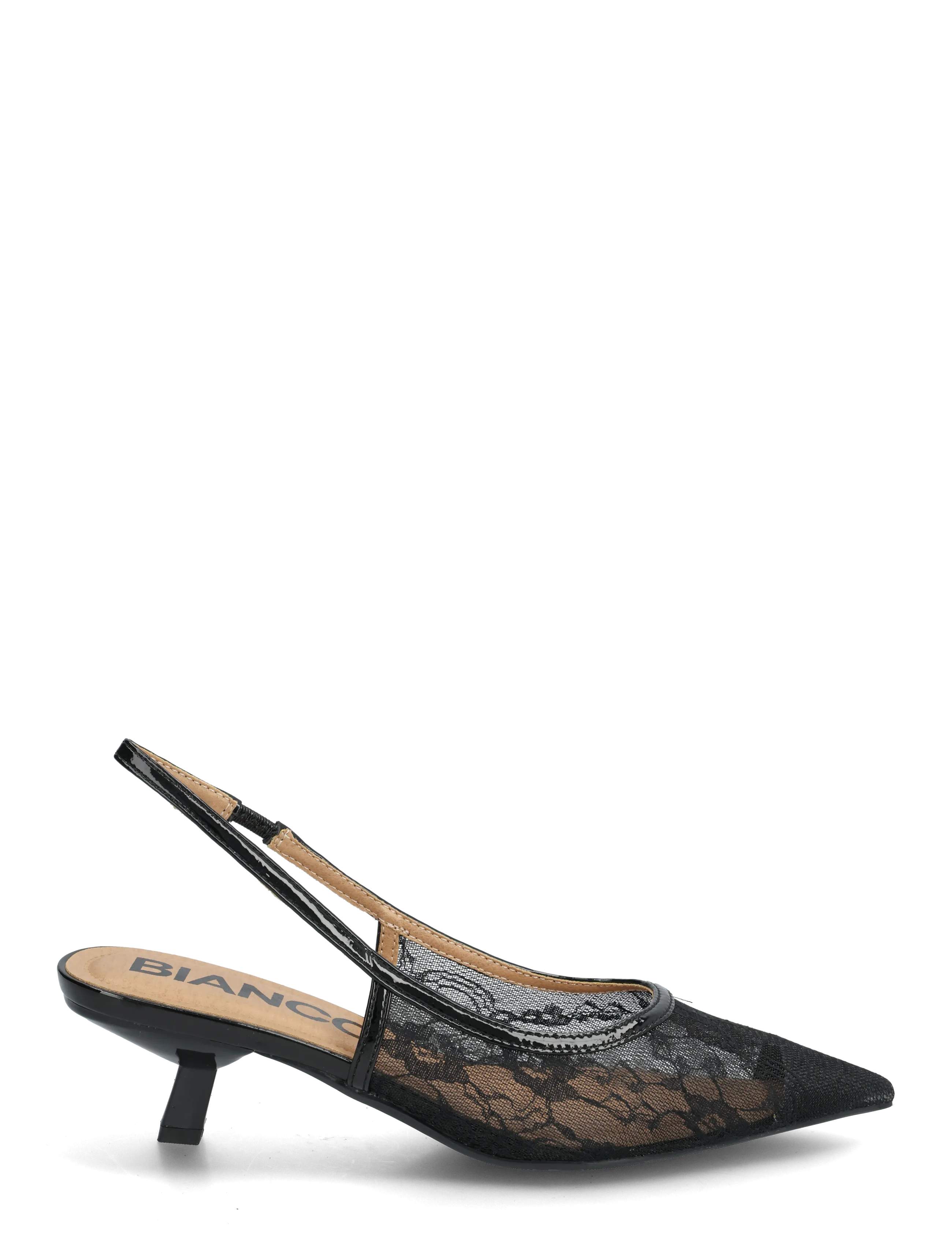 Bianco - BIAKRISTIN Kitten Heel Slingback Mesh - ferming - black lace - 1