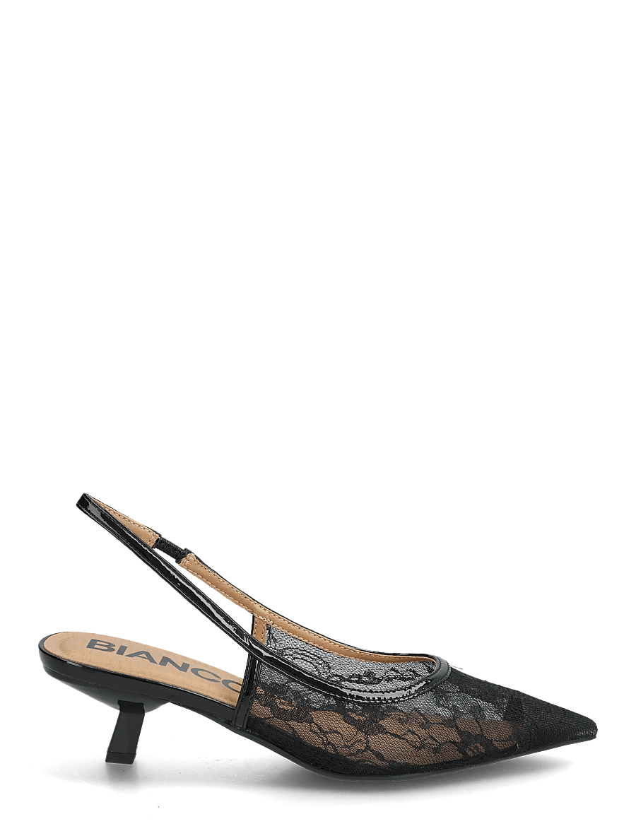 Bianco - BIAKRISTIN Kitten Heel Slingback Mesh - rippijuhlat - black lace - 1