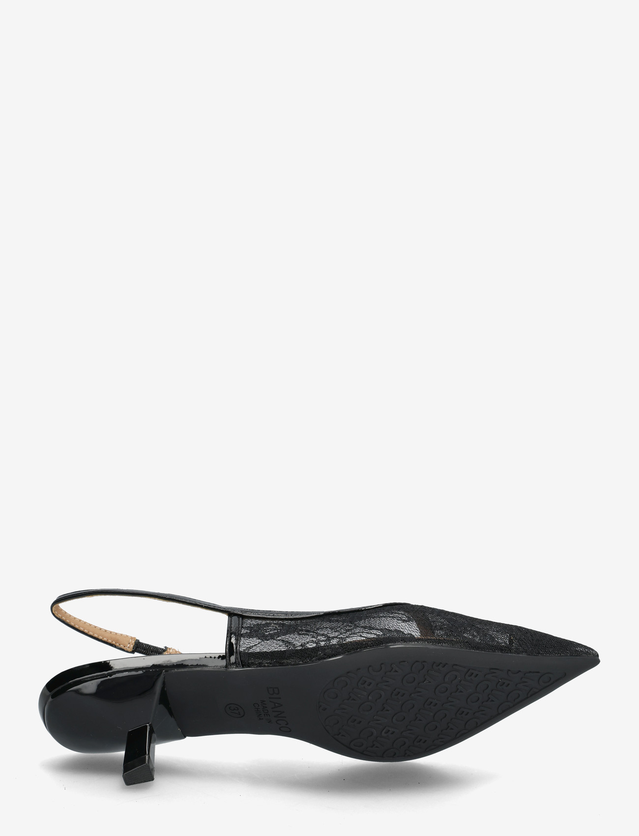 Bianco - BIAKRISTIN Kitten Heel Slingback Mesh - högklackade slingbacks - black lace - 4