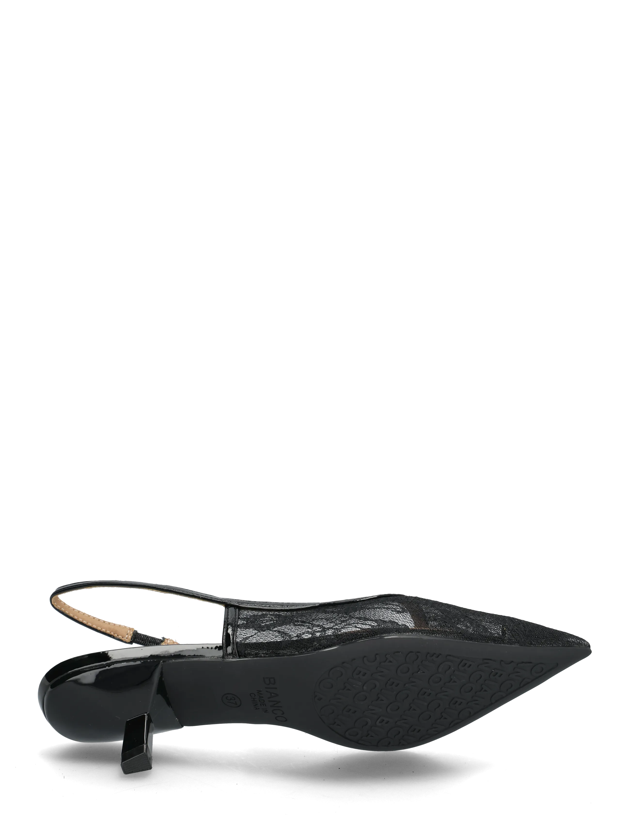 Bianco - BIAKRISTIN Kitten Heel Slingback Mesh - ferming - black lace - 4