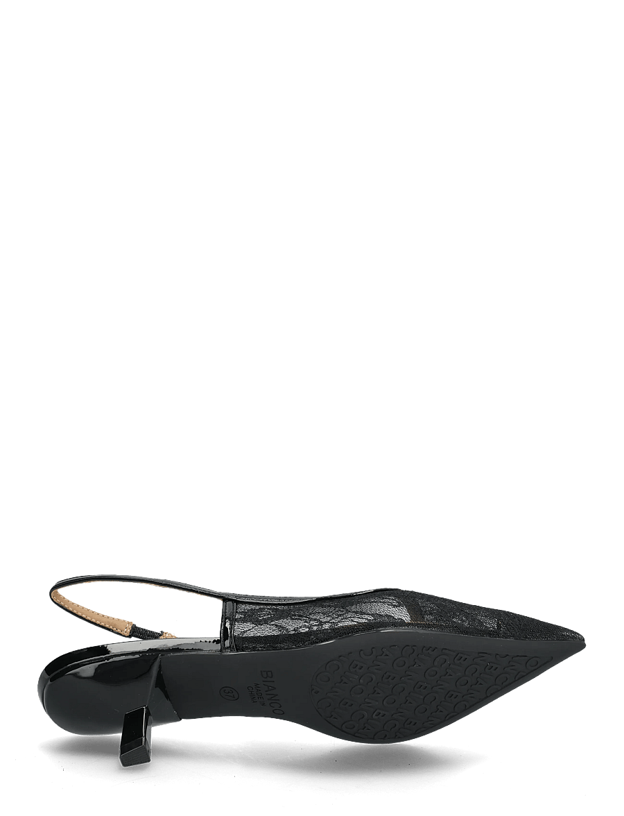 Bianco - BIAKRISTIN Kitten Heel Slingback Mesh - rippijuhlat - black lace - 4