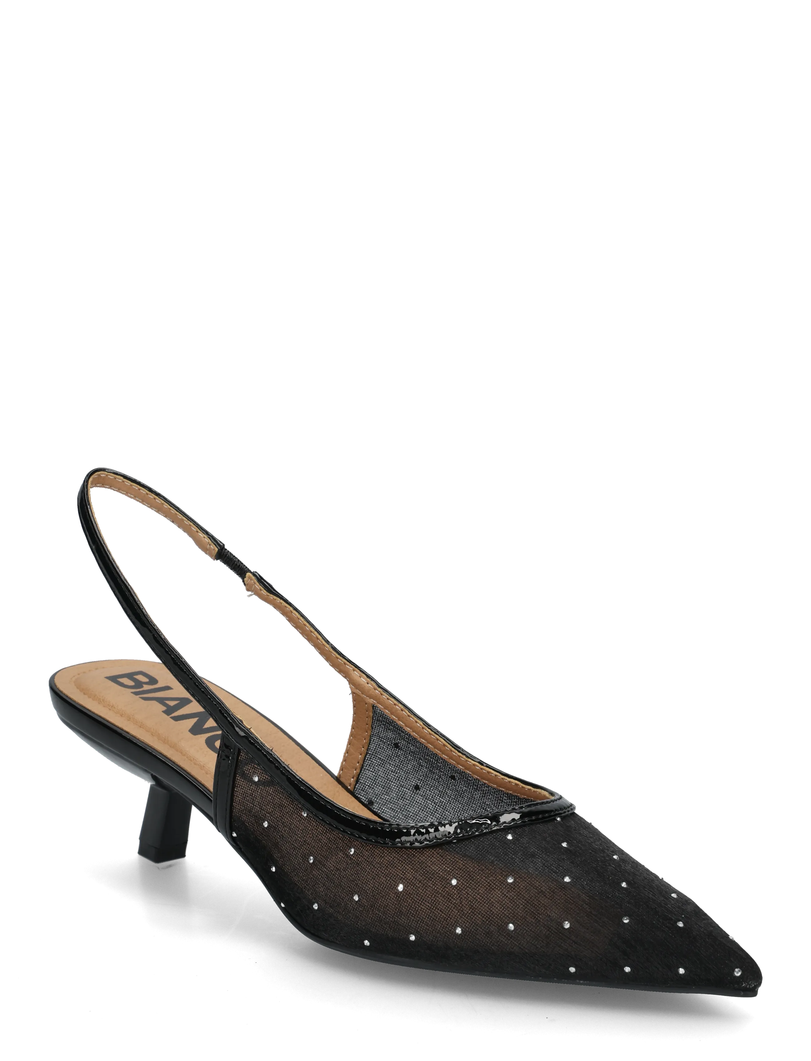 Bianco BIAKRISTIN Kitten Heel Slingback Mesh - Jalanõud - BLACK RHINESTONE / black