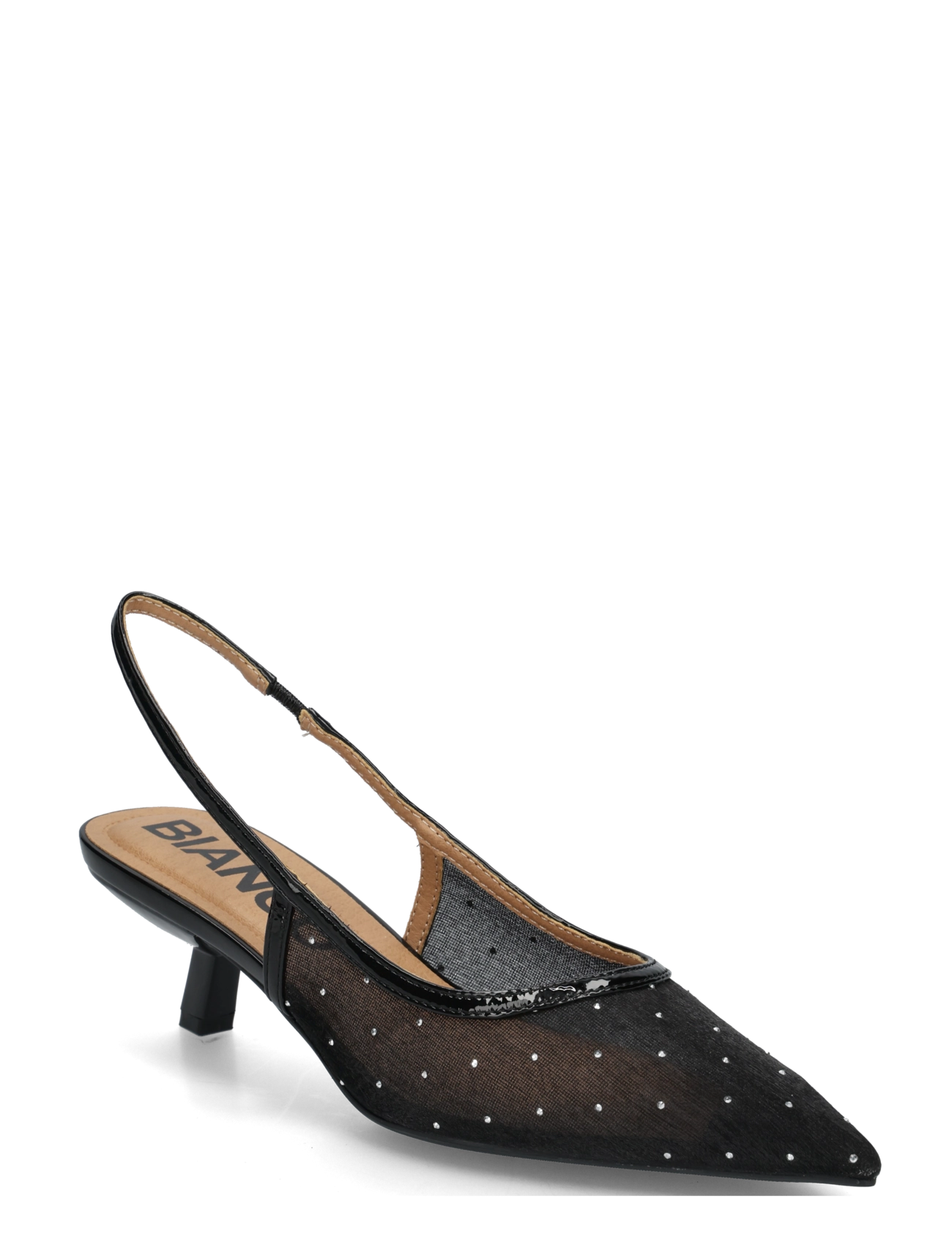Bianco BIAKRISTIN Kitten Heel Slingback Mesh - Absatzschuhe - BLACK RHINESTONE / black