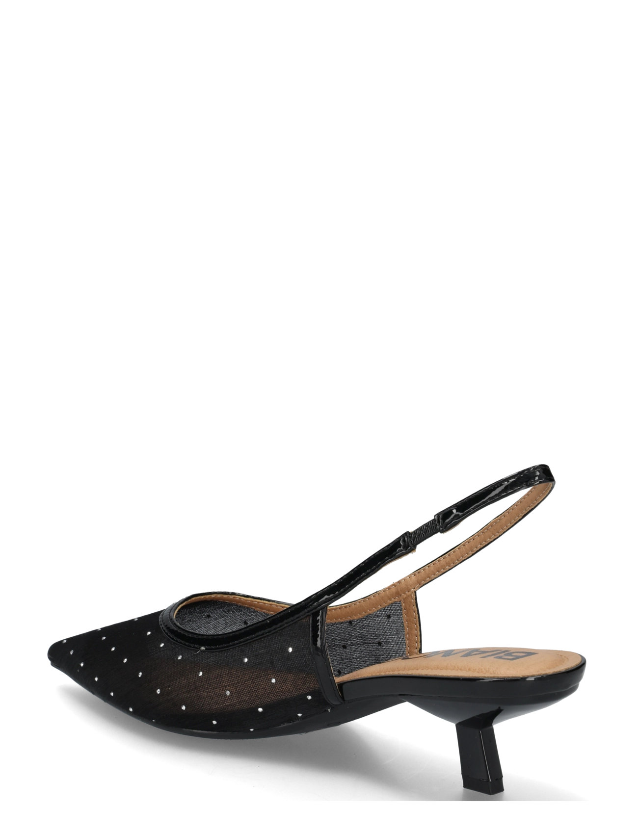 Bianco - BIAKRISTIN Kitten Heel Slingback Mesh - slingbacks mit absatz - black rhinestone - 1