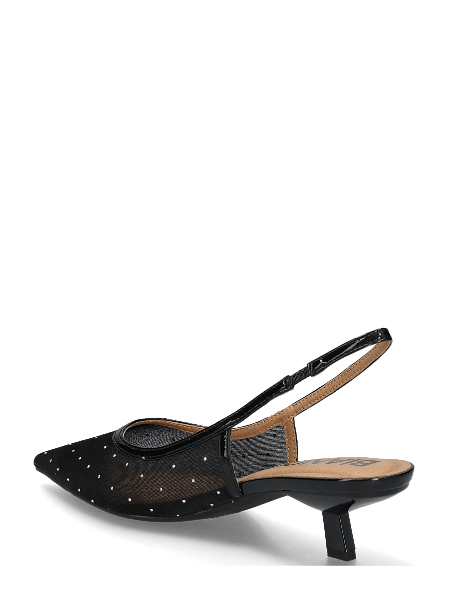 Bianco - BIAKRISTIN Kitten Heel Slingback Mesh - slingbacks mit absatz - black rhinestone - 1