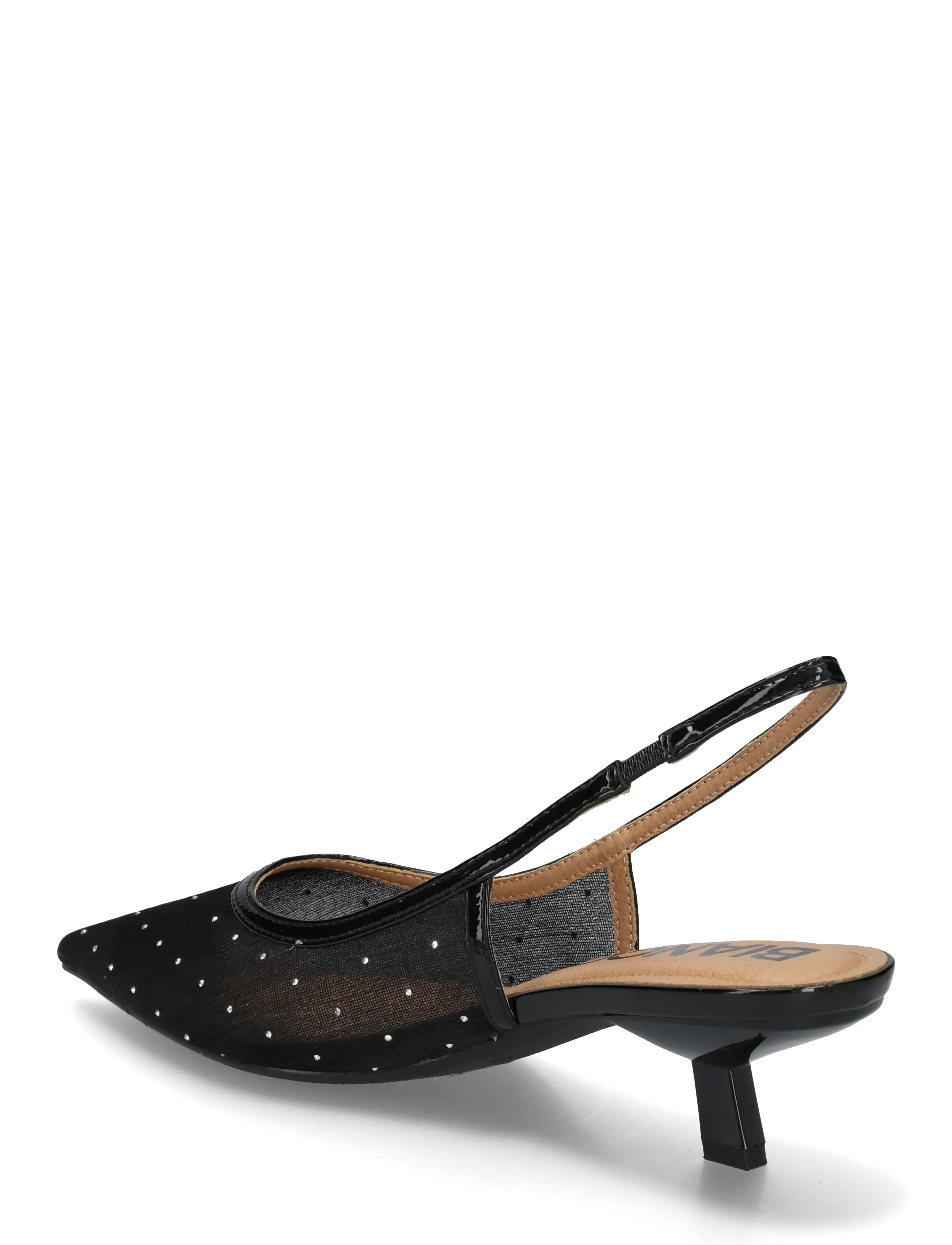 Bianco - BIAKRISTIN Kitten Heel Slingback Mesh - festmode zu outlet-preisen - black rhinestone - 1