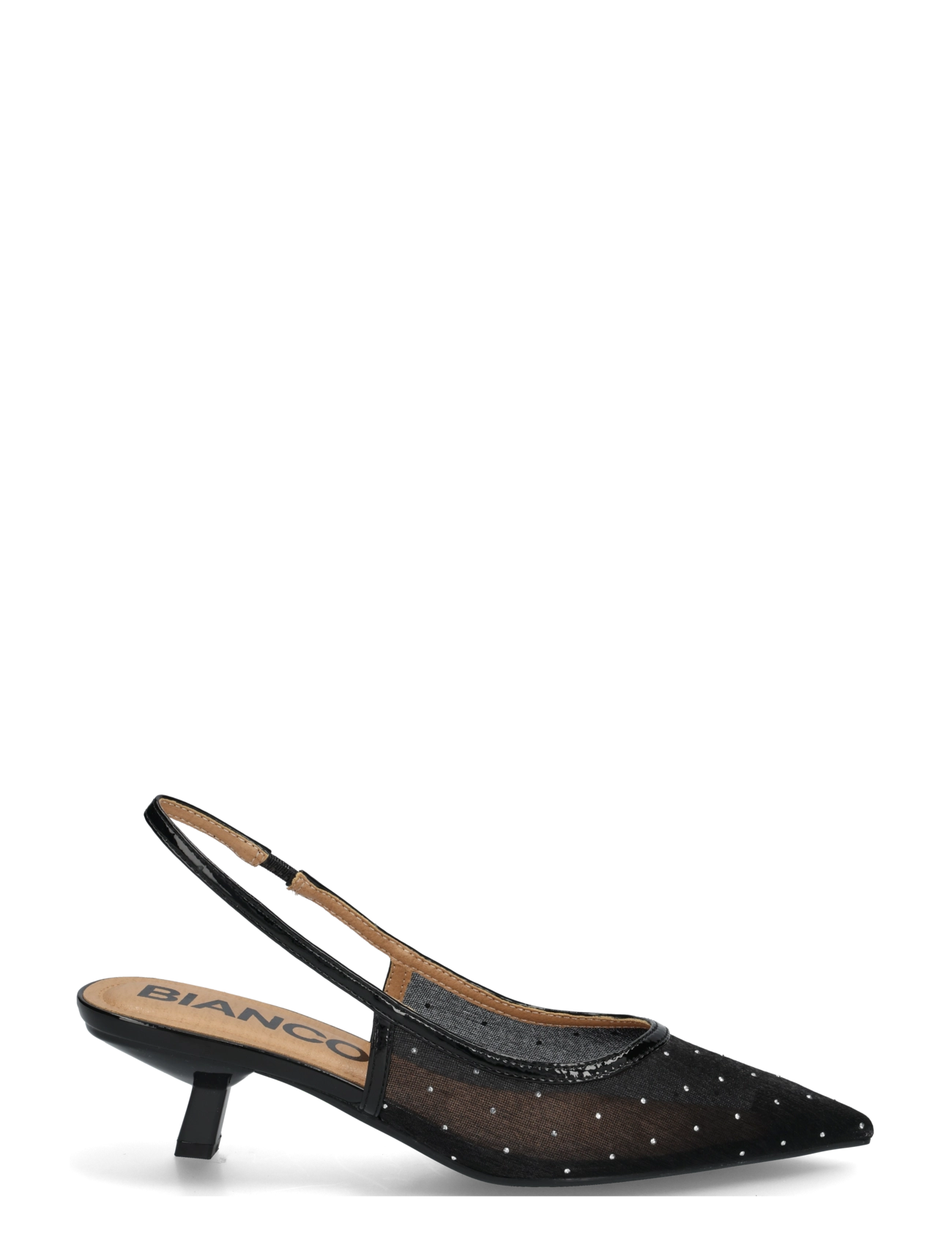 Bianco - BIAKRISTIN Kitten Heel Slingback Mesh - slingbacks mit absatz - black rhinestone - 2