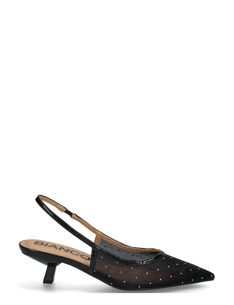 Bianco - BIAKRISTIN Kitten Heel Slingback Mesh - slingbacks mit absatz - black rhinestone - 2