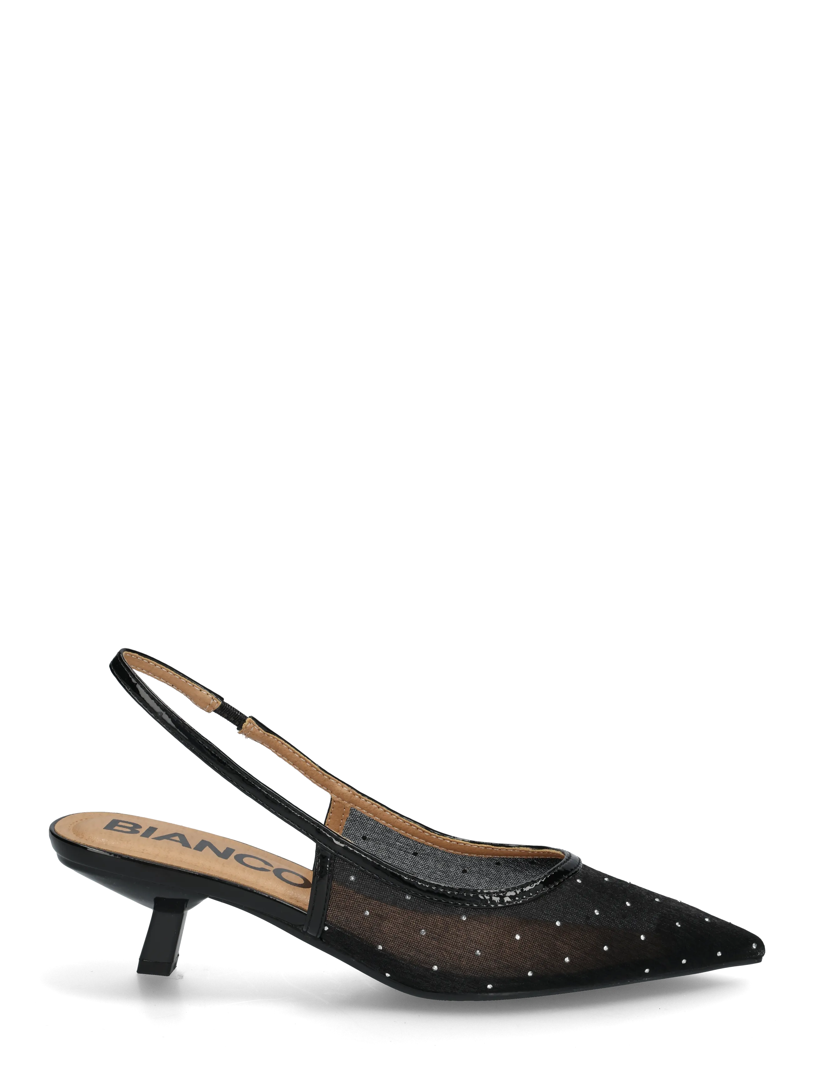 Bianco - BIAKRISTIN Kitten Heel Slingback Mesh - festmode zu outlet-preisen - black rhinestone - 2