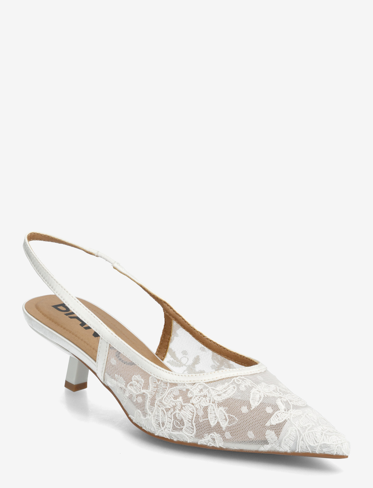 Bianco - BIAKRISTIN Kitten Heel Slingback Mesh - konfirmationstøj - white lace - 0