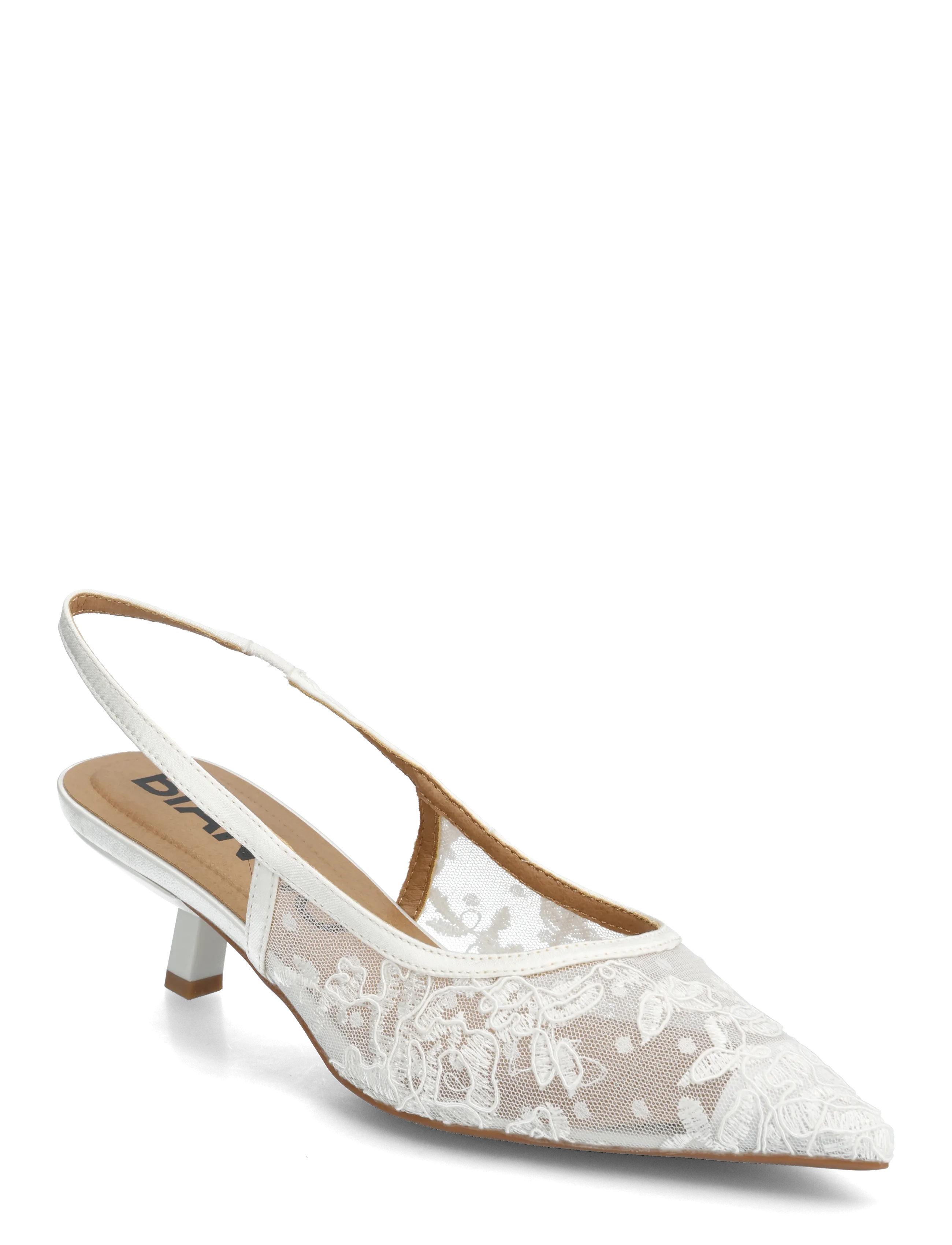 Bianco BIAKRISTIN Kitten Heel Slingback Mesh - Wedding shoes - WHITE LACE / white