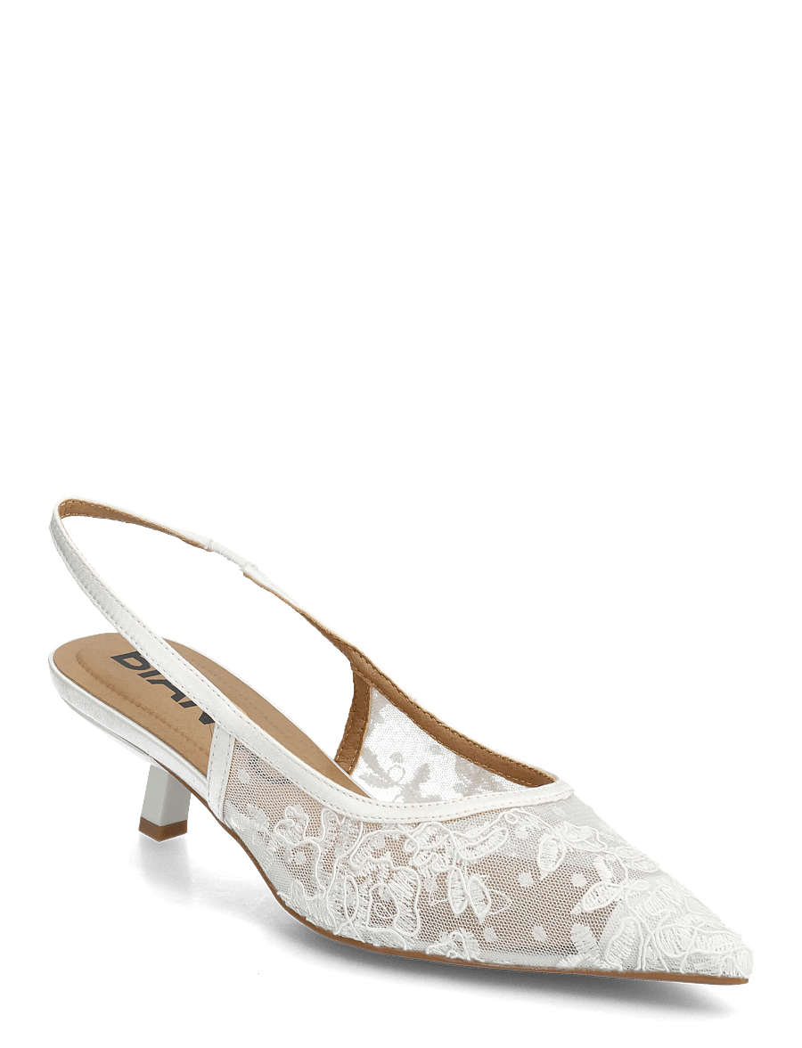 Bianco - BIAKRISTIN Kitten Heel Slingback Mesh - konfirmation - white lace - 0