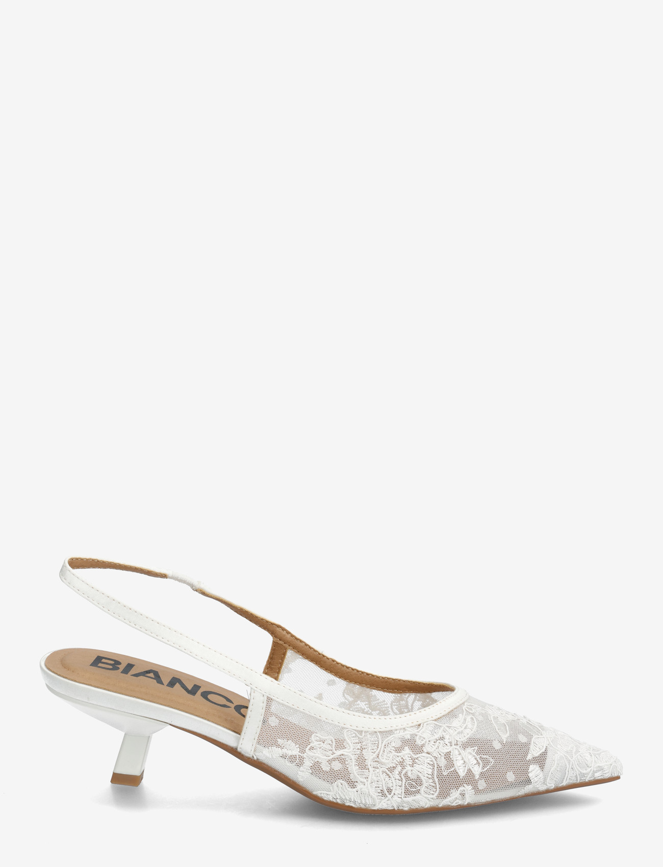 Bianco - BIAKRISTIN Kitten Heel Slingback Mesh - konfirmationstøj - white lace - 1