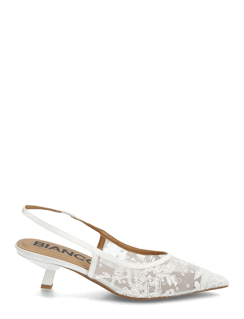 Bianco - BIAKRISTIN Kitten Heel Slingback Mesh - slingbacks mit absatz - white lace - 1