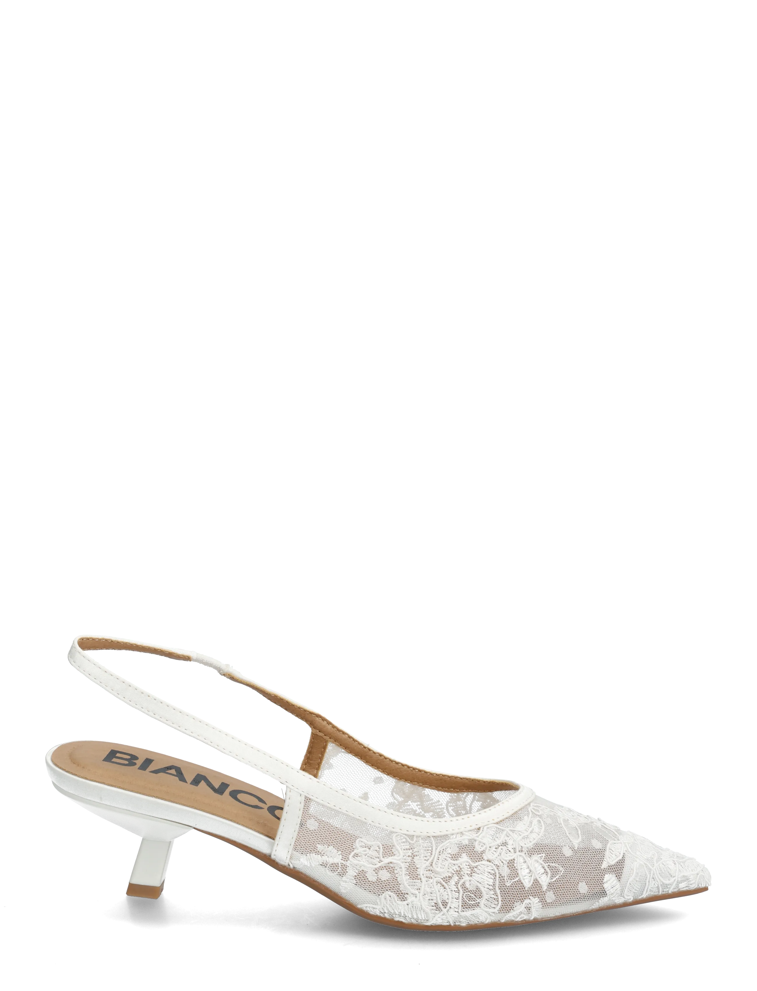 Bianco - BIAKRISTIN Kitten Heel Slingback Mesh - konfirmation - white lace - 1