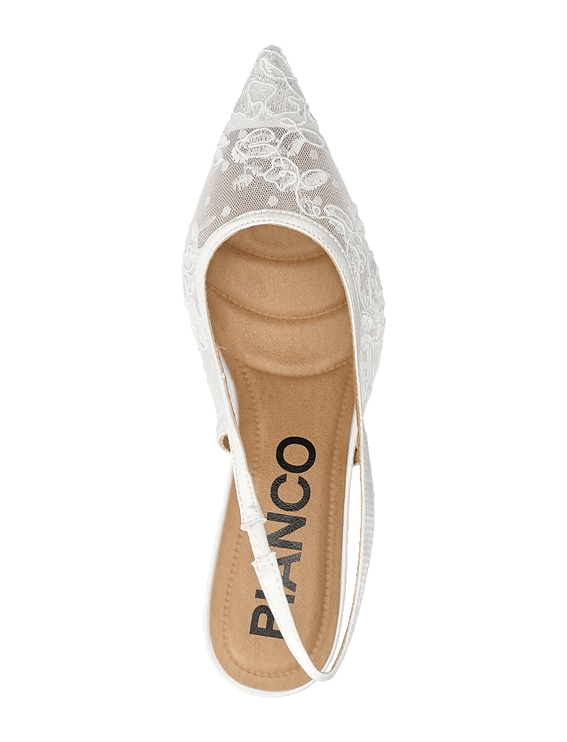 Bianco - BIAKRISTIN Kitten Heel Slingback Mesh - slingbacks mit absatz - white lace - 3