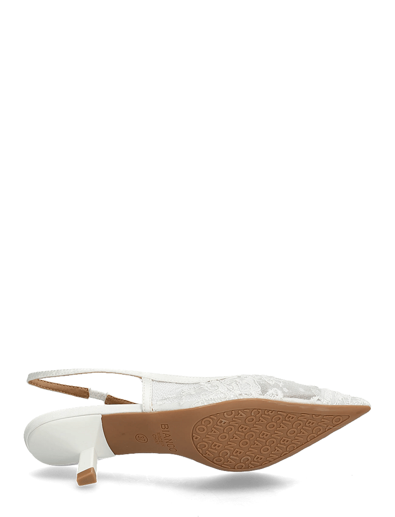 Bianco - BIAKRISTIN Kitten Heel Slingback Mesh - slingbacks mit absatz - white lace - 4