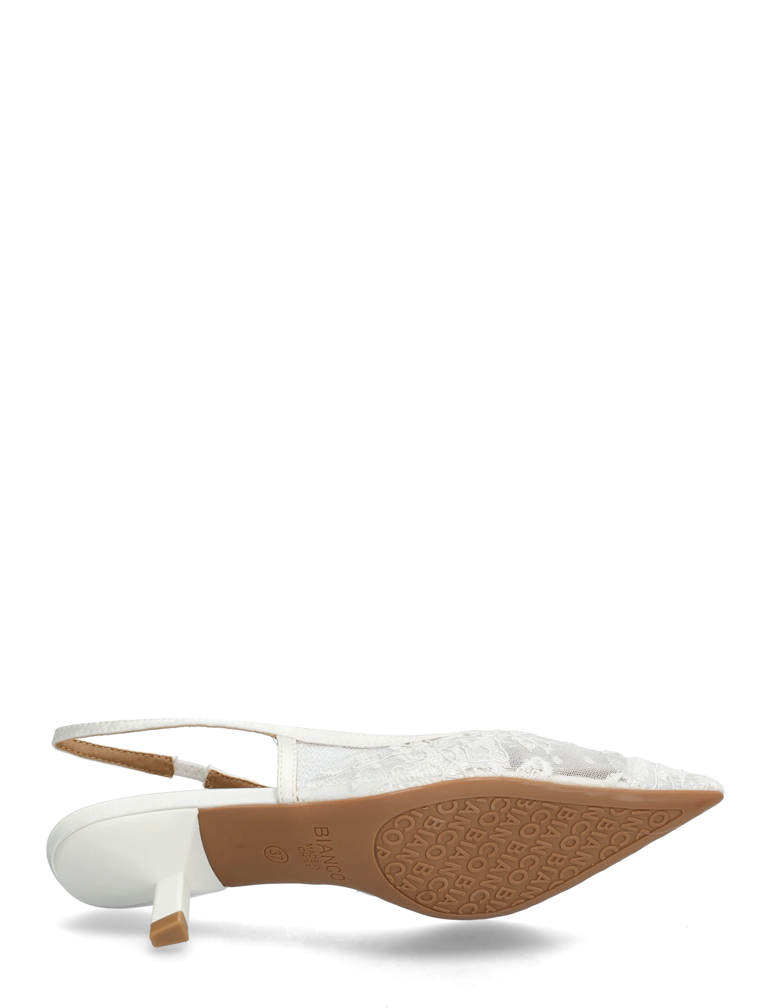 Bianco - BIAKRISTIN Kitten Heel Slingback Mesh - konfirmation - white lace - 4
