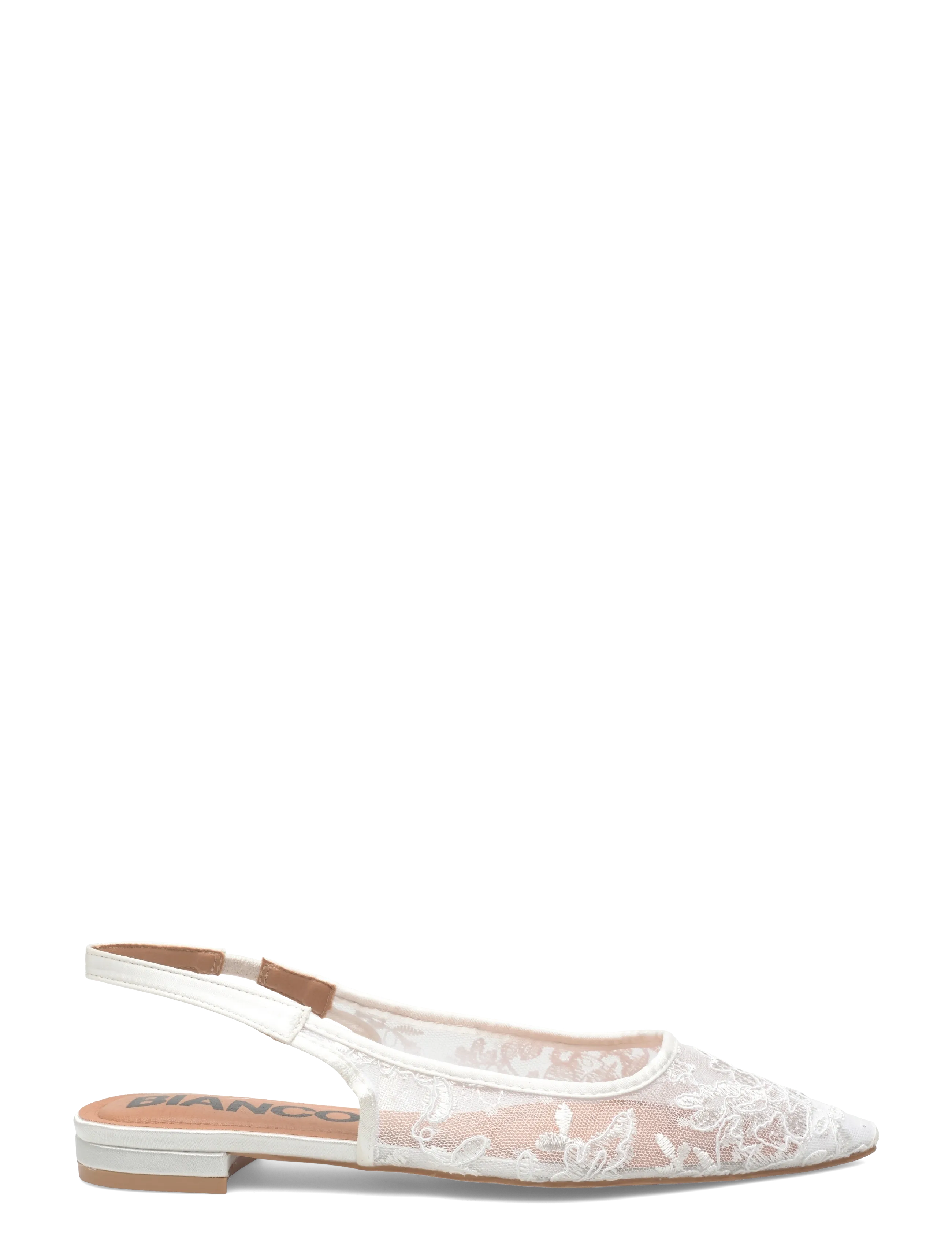 Bianco - BIABARI Pointy Flat Slingback Lace - confirmation - off white - 1