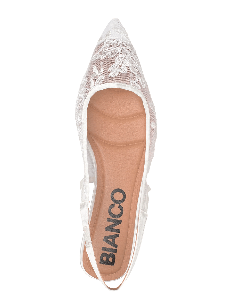 Bianco - BIABARI Pointy Flat Slingback Lace - confirmation - off white - 3