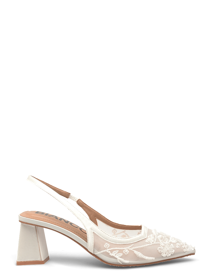 Bianco - BIAMARALYN Slingback Beaded Mesh - pantofle bez pięty na obcasie - off white - 1